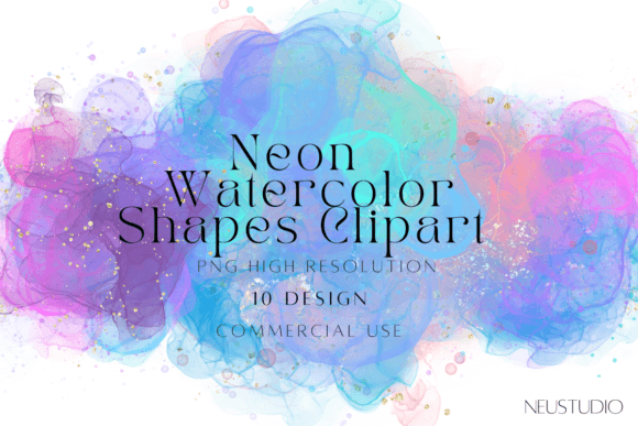 Download Neon Watercolor Abstract Shapes Png - Abstract shapes png Collection