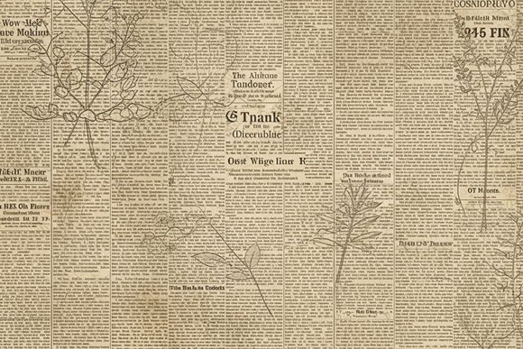Download Antique Newspaper Botanical Overlay Art - Overlay Collection