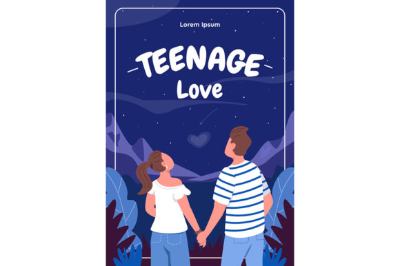 Download Teenage Love Poster Flat Vector Template - Vector Collection