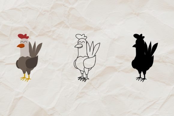 Download Rooster Vector, Line Art, Silhouette SVG - Vector Collection